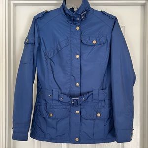 Barbour Waterproof Metallic Amelia Coat Blue Size 4 US 8 UK
